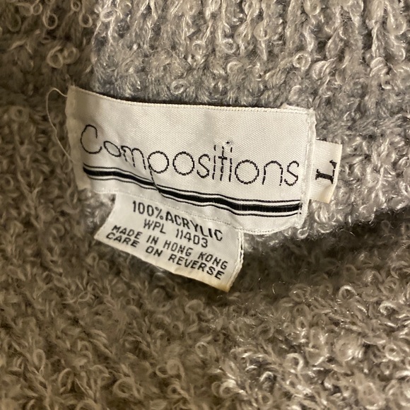 Vintage Composition Womens Cardigan Size Large Gray Chunky Knit Long Sleeves - Picture 3 of 7
